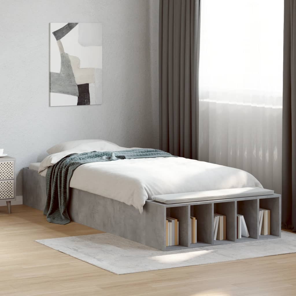 Bedframe bewerkt hout betongrijs 100x200 cm is nu te koop bij PeponiXL, paradijselijk wonen!