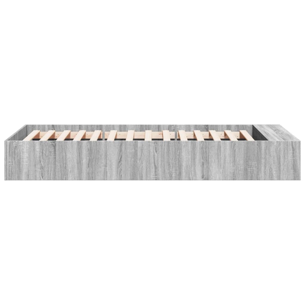 Bedframe bewerkt hout grijs sonoma eikenkleurig 100x200 cm is nu te koop bij PeponiXL, paradijselijk wonen!