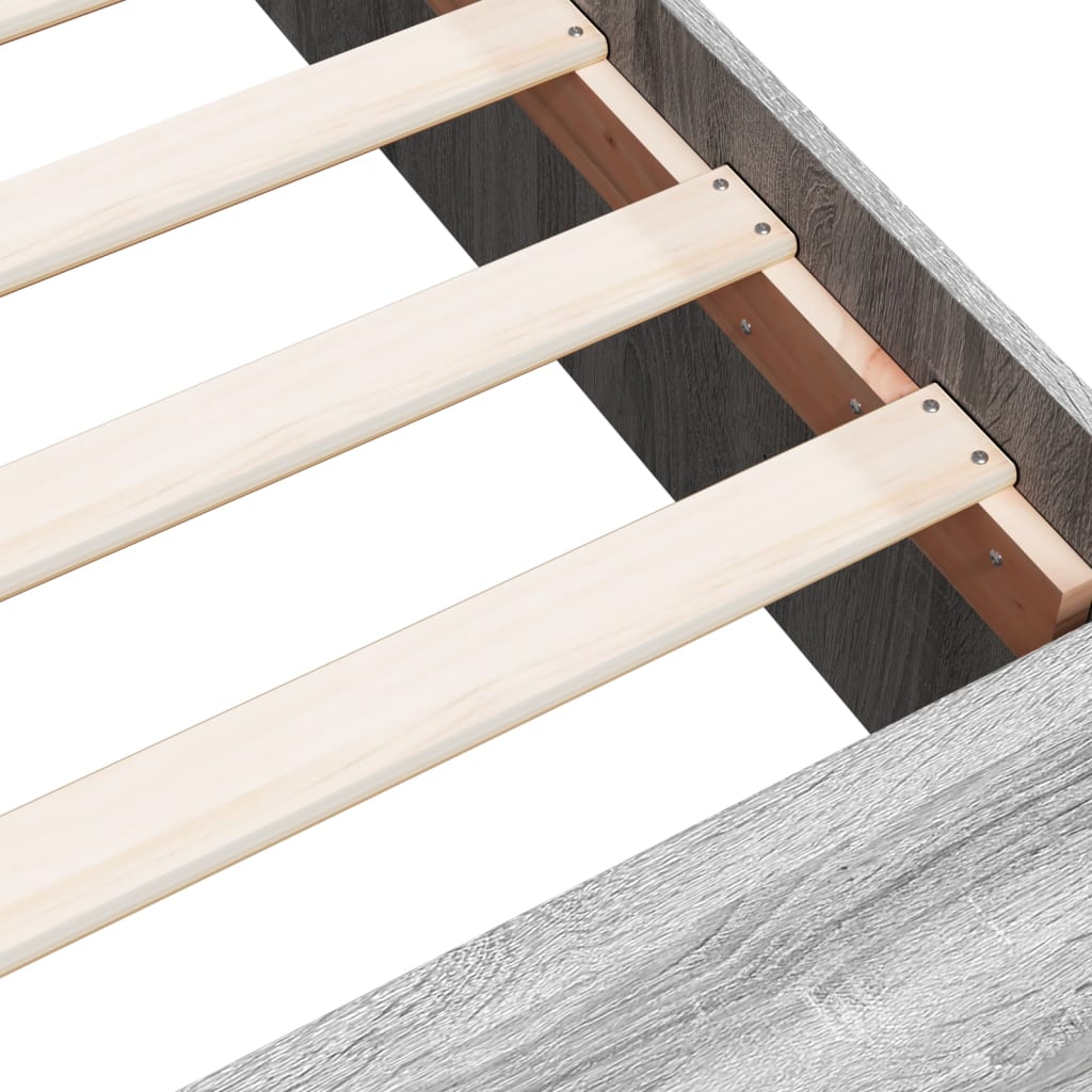 Bedframe bewerkt hout grijs sonoma eikenkleurig 100x200 cm is nu te koop bij PeponiXL, paradijselijk wonen!