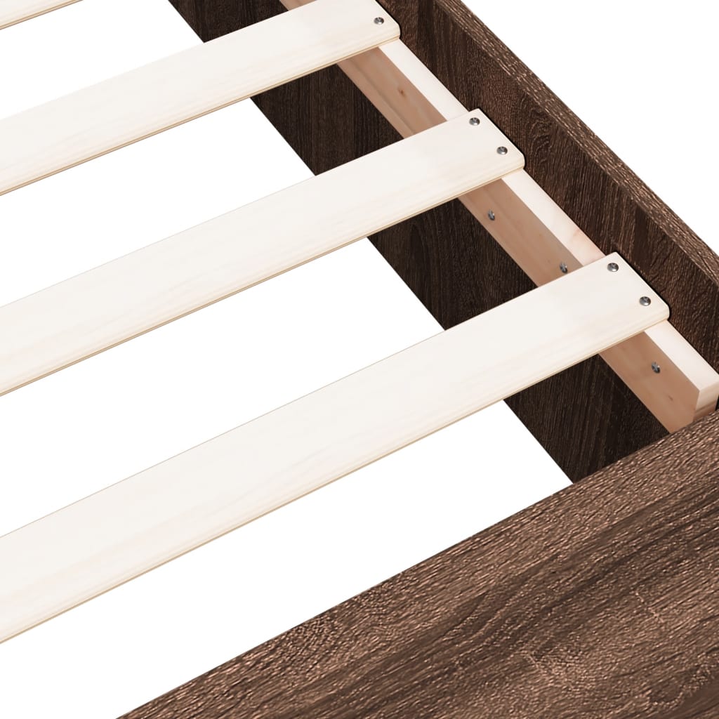 Bedframe bewerkt hout bruin eikenkleur 100x200 cm is nu te koop bij PeponiXL, paradijselijk wonen!