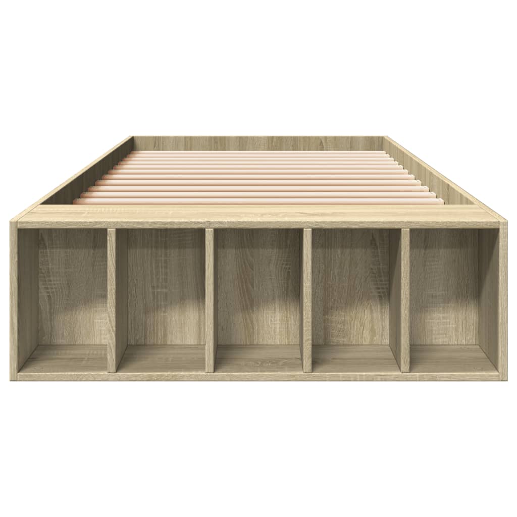 Bedframe bewerkt hout sonoma eikenkleurig 90x200 cm is nu te koop bij PeponiXL, paradijselijk wonen!