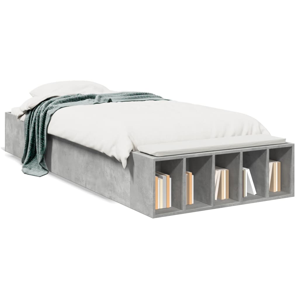 Bedframe bewerkt hout betongrijs 90x200 cm is nu te koop bij PeponiXL, paradijselijk wonen!