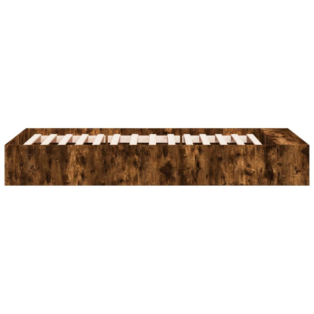 Bedframe bewerkt hout gerookt eikenkleurig 90x200 cm is nu te koop bij PeponiXL, paradijselijk wonen!
