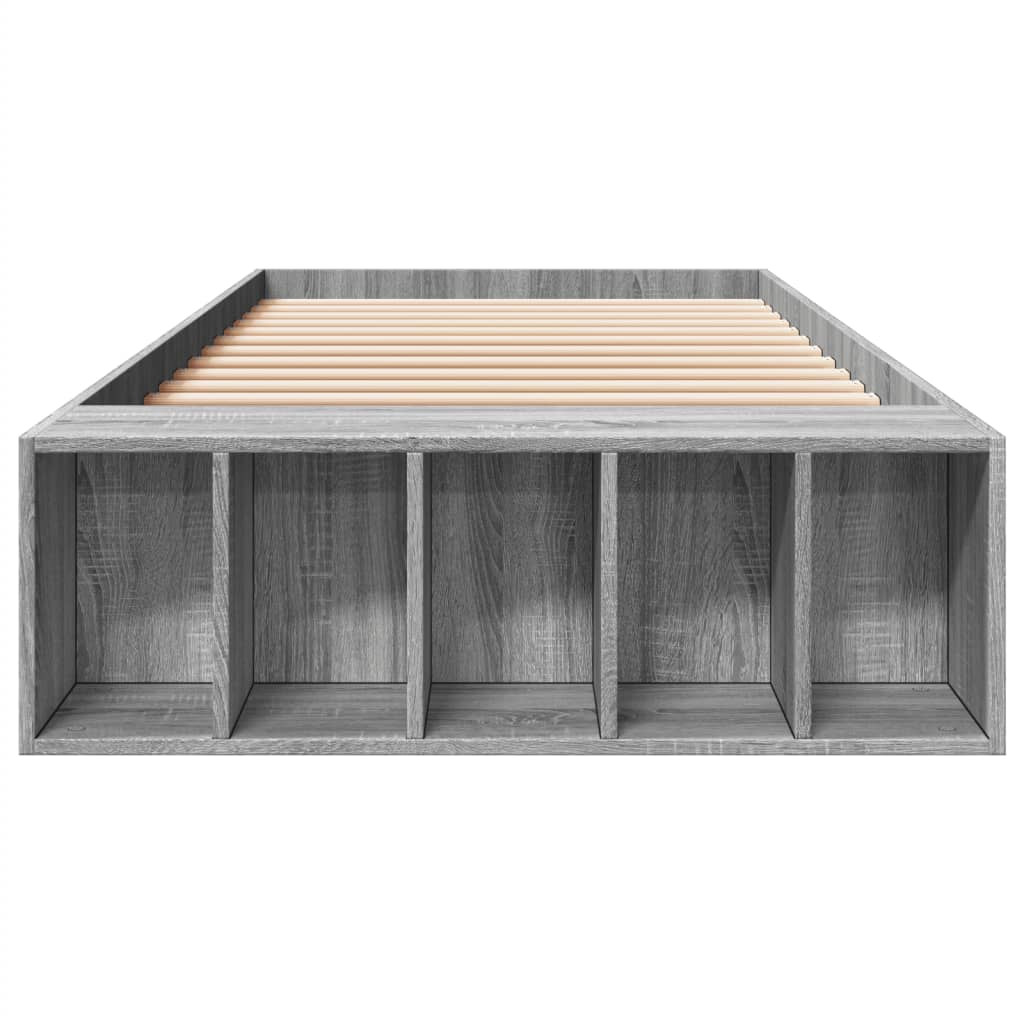 Bedframe bewerkt hout grijs sonoma eikenkleurig 90x200 cm is nu te koop bij PeponiXL, paradijselijk wonen!