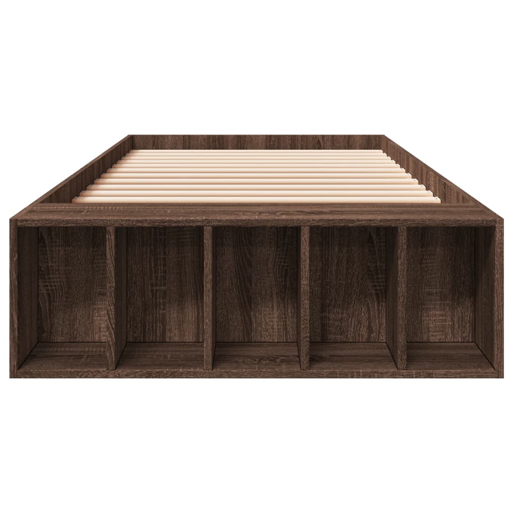 Bedframe bewerkt hout bruin eikenkleur 90x200 cm is nu te koop bij PeponiXL, paradijselijk wonen!