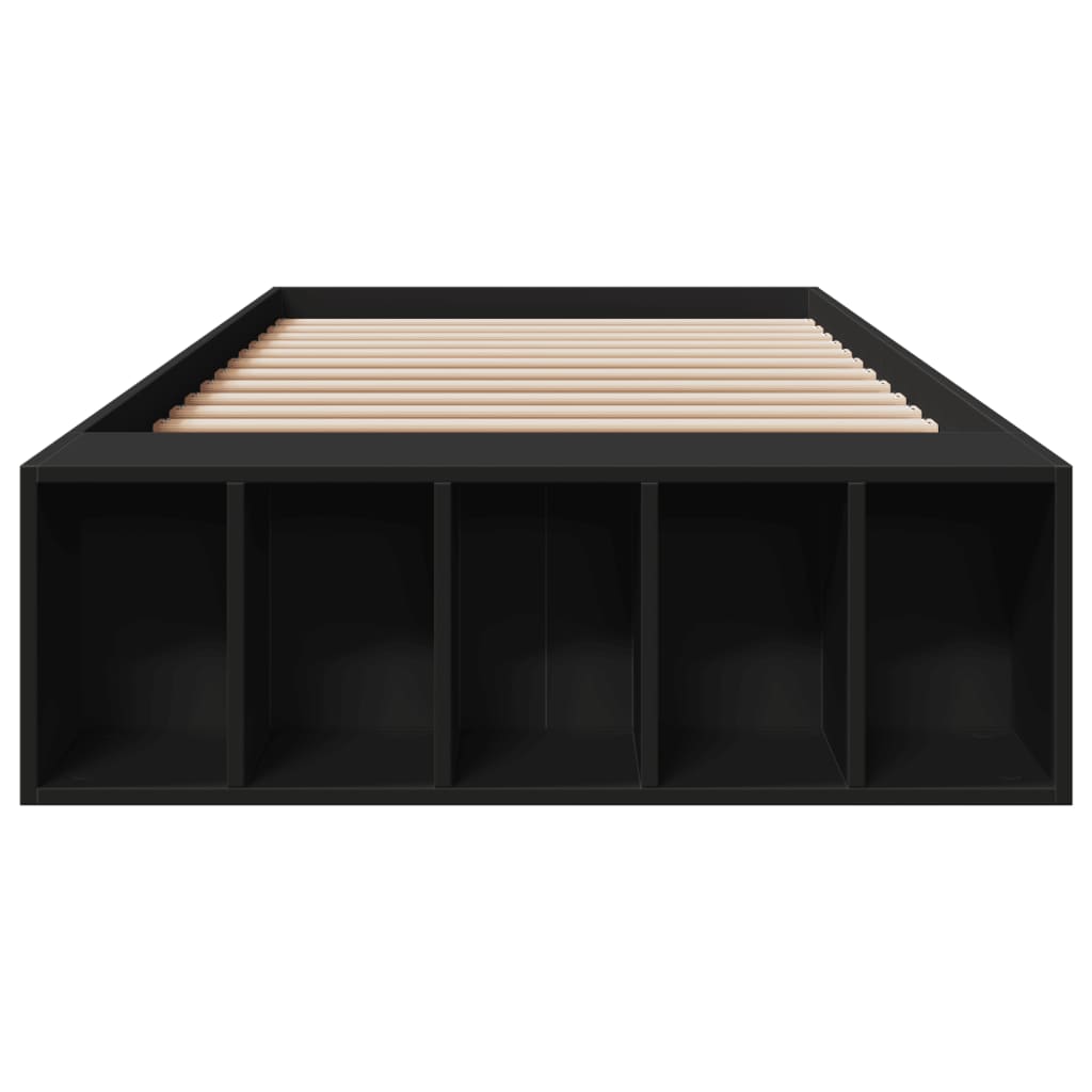 Bedframe bewerkt hout zwart 90x190 cm is nu te koop bij PeponiXL, paradijselijk wonen!