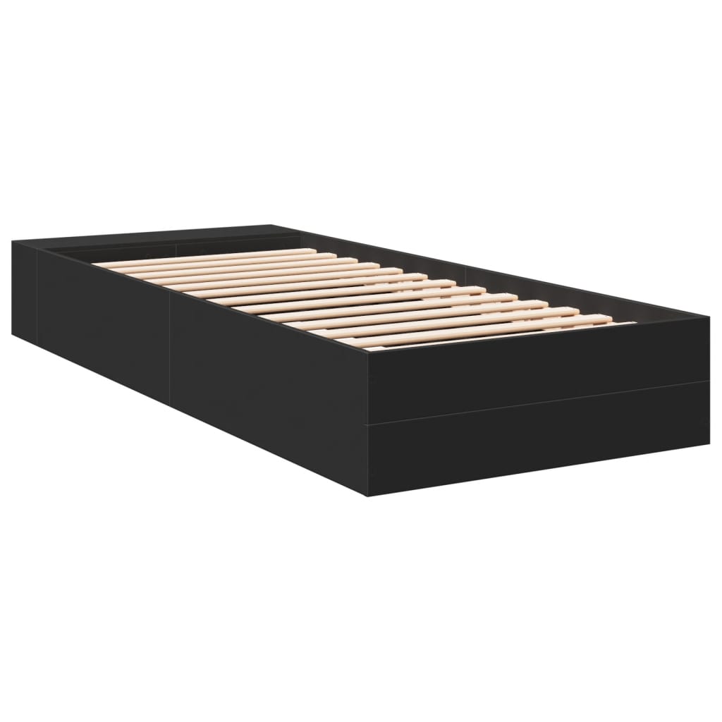 Bedframe bewerkt hout zwart 90x190 cm is nu te koop bij PeponiXL, paradijselijk wonen!