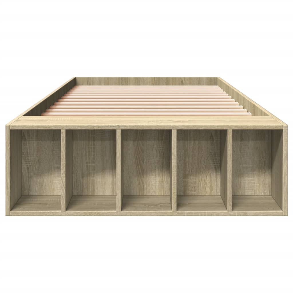 Bedframe bewerkt hout sonoma eikenkleurig 90x190 cm is nu te koop bij PeponiXL, paradijselijk wonen!