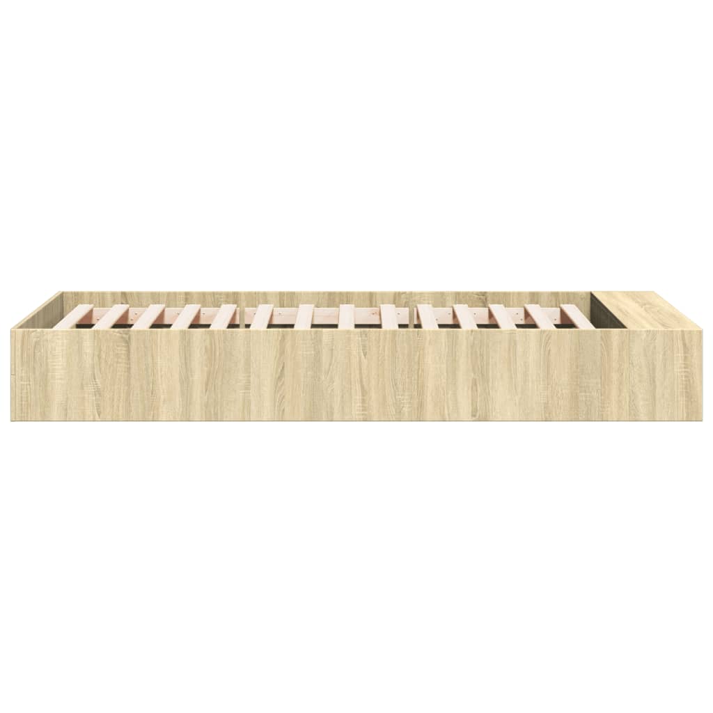 Bedframe bewerkt hout sonoma eikenkleurig 90x190 cm is nu te koop bij PeponiXL, paradijselijk wonen!