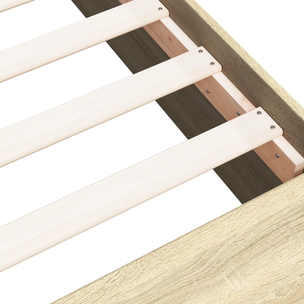 Bedframe bewerkt hout sonoma eikenkleurig 90x190 cm is nu te koop bij PeponiXL, paradijselijk wonen!