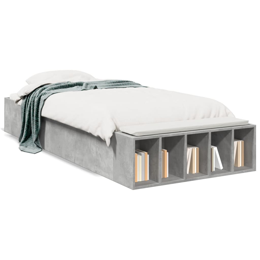 Bedframe bewerkt hout betongrijs 90x190 cm is nu te koop bij PeponiXL, paradijselijk wonen!