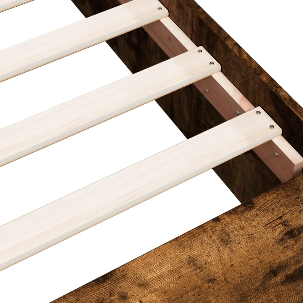 Bedframe bewerkt hout gerookt eikenkleurig 90x190 cm is nu te koop bij PeponiXL, paradijselijk wonen!
