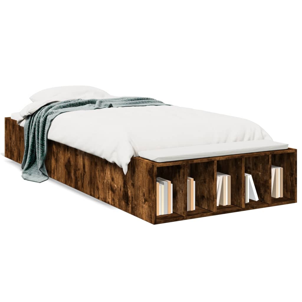 Bedframe bewerkt hout gerookt eikenkleurig 90x190 cm is nu te koop bij PeponiXL, paradijselijk wonen!