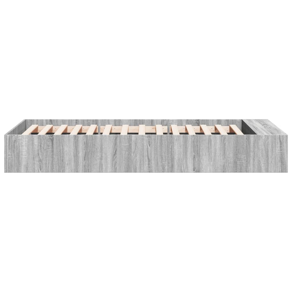 Bedframe bewerkt hout grijs sonoma eikenkleurig 90x190 cm is nu te koop bij PeponiXL, paradijselijk wonen!