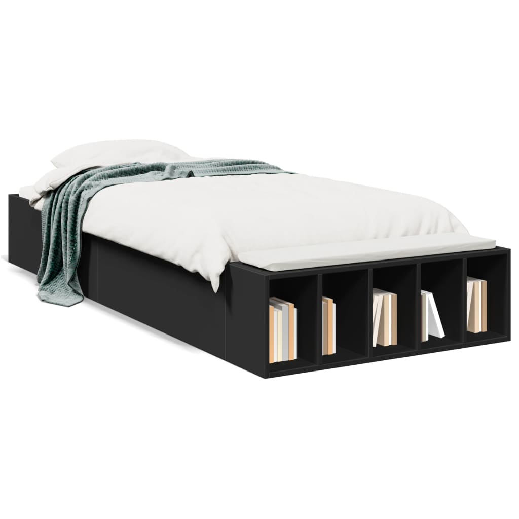 Bedframe bewerkt hout zwart 75x190 cm is nu te koop bij PeponiXL, paradijselijk wonen!