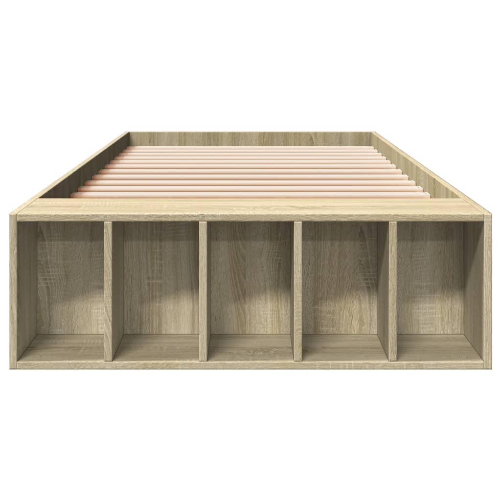 Bedframe bewerkt hout sonoma eikenkleurig 75x190 cm is nu te koop bij PeponiXL, paradijselijk wonen!