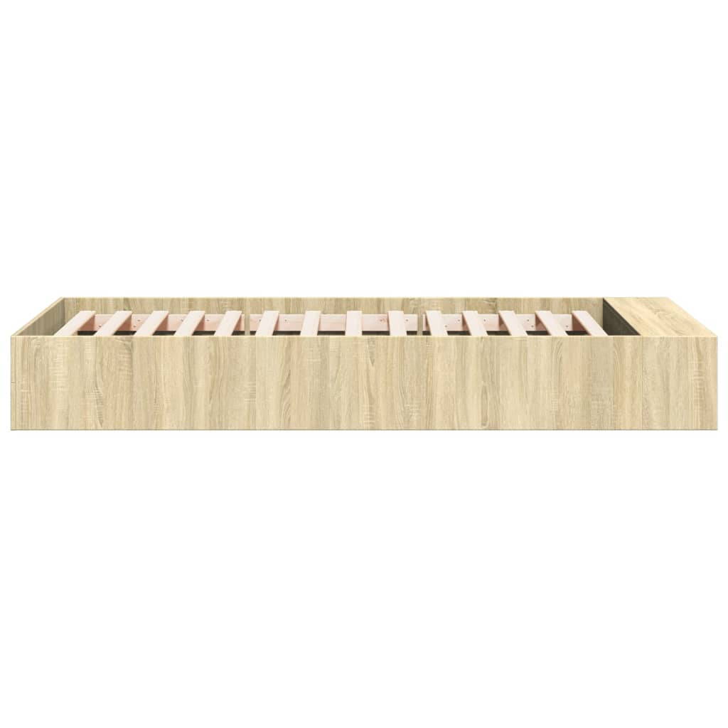 Bedframe bewerkt hout sonoma eikenkleurig 75x190 cm is nu te koop bij PeponiXL, paradijselijk wonen!