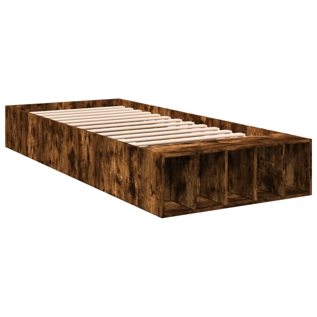 Bedframe bewerkt hout gerookt eikenkleurig 75x190 cm is nu te koop bij PeponiXL, paradijselijk wonen!