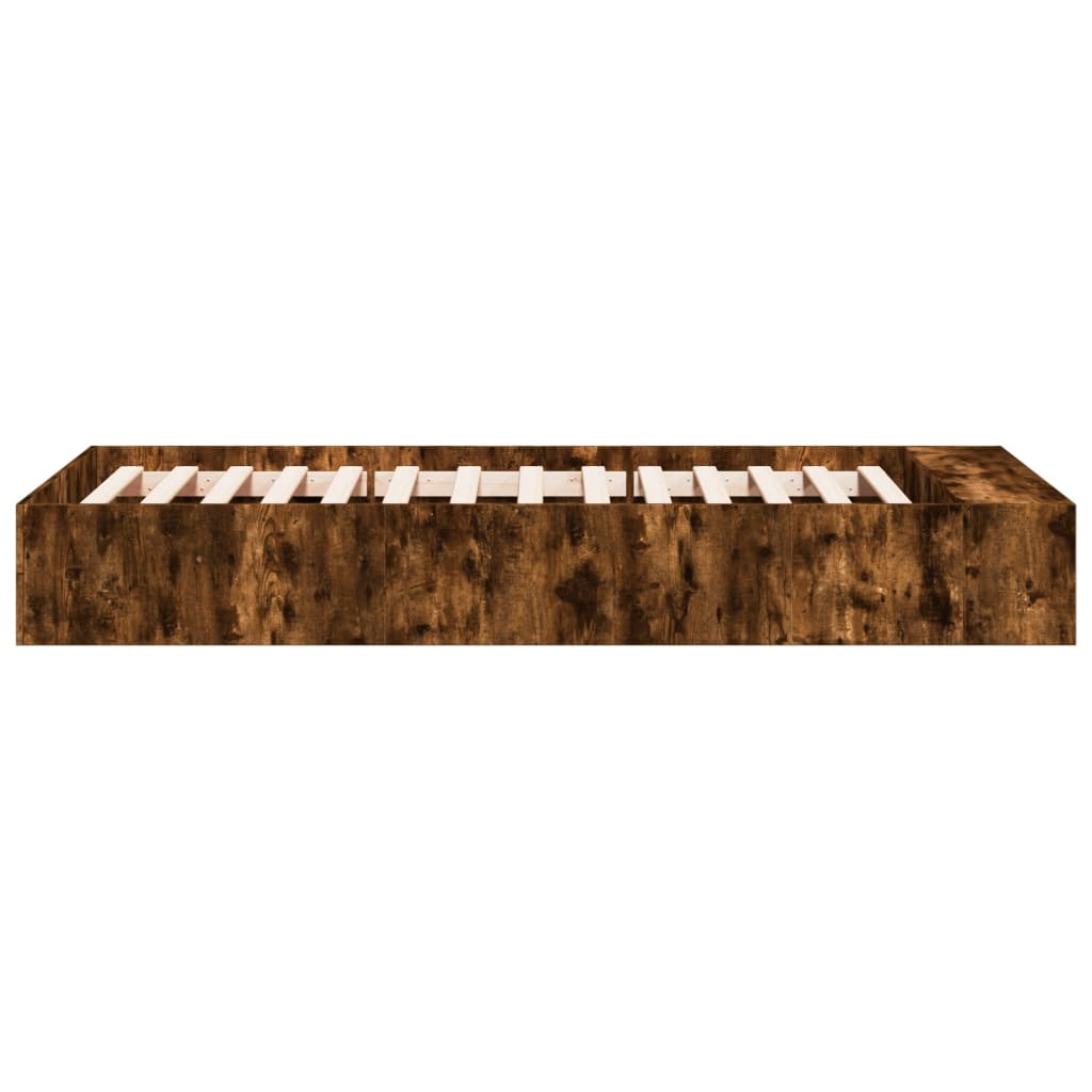 Bedframe bewerkt hout gerookt eikenkleurig 75x190 cm is nu te koop bij PeponiXL, paradijselijk wonen!
