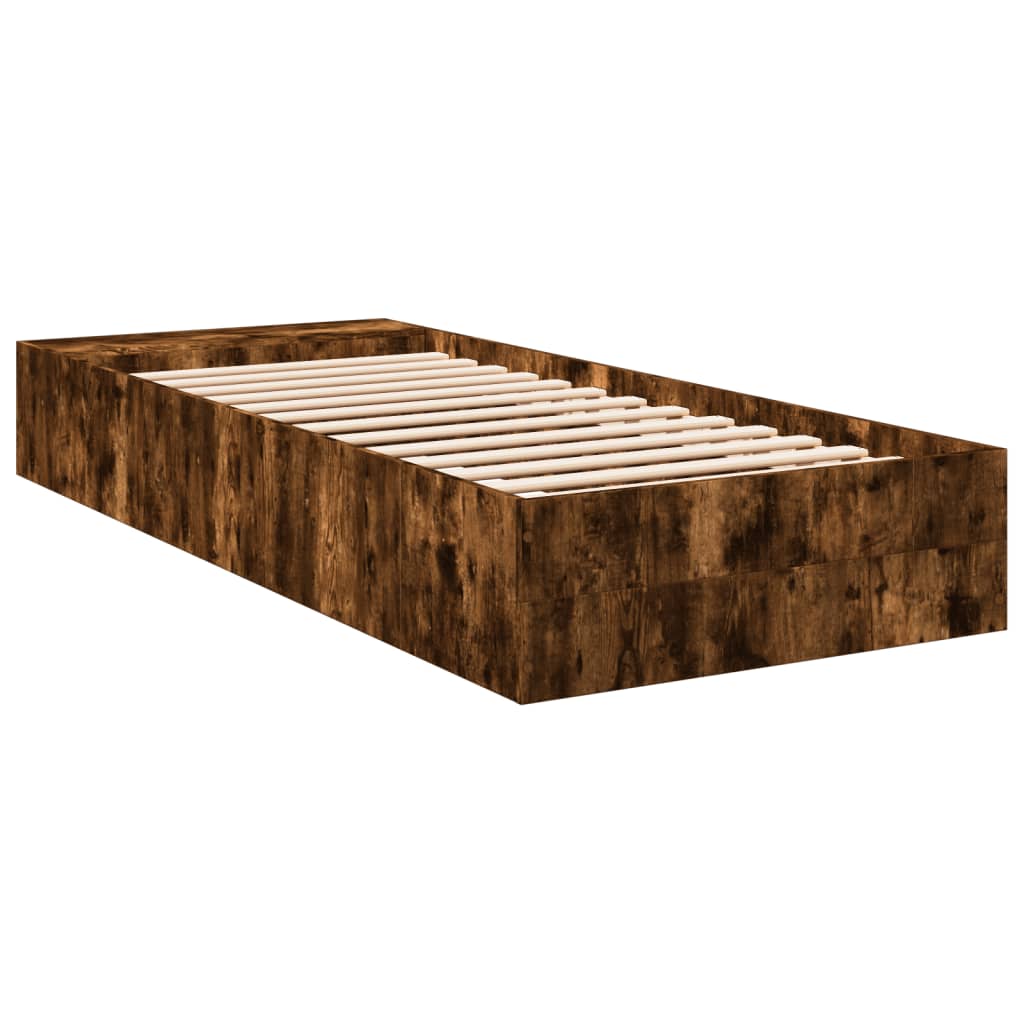 Bedframe bewerkt hout gerookt eikenkleurig 75x190 cm is nu te koop bij PeponiXL, paradijselijk wonen!