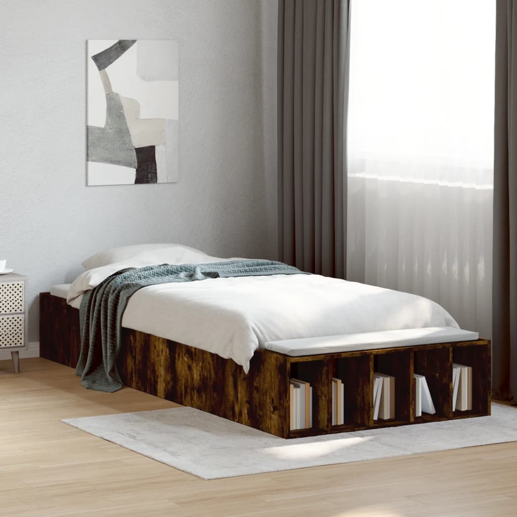 Bedframe bewerkt hout gerookt eikenkleurig 75x190 cm is nu te koop bij PeponiXL, paradijselijk wonen!