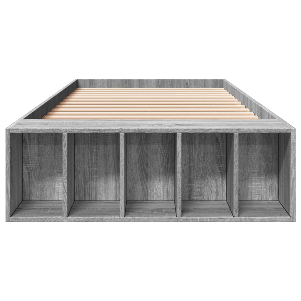 Bedframe bewerkt hout grijs sonoma eikenkleurig 75x190 cm is nu te koop bij PeponiXL, paradijselijk wonen!