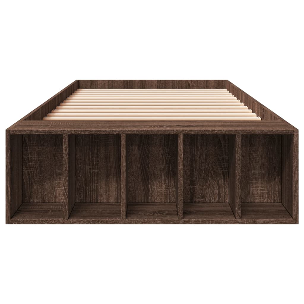 Bedframe bewerkt hout bruin eikenkleur 75x190 cm is nu te koop bij PeponiXL, paradijselijk wonen!