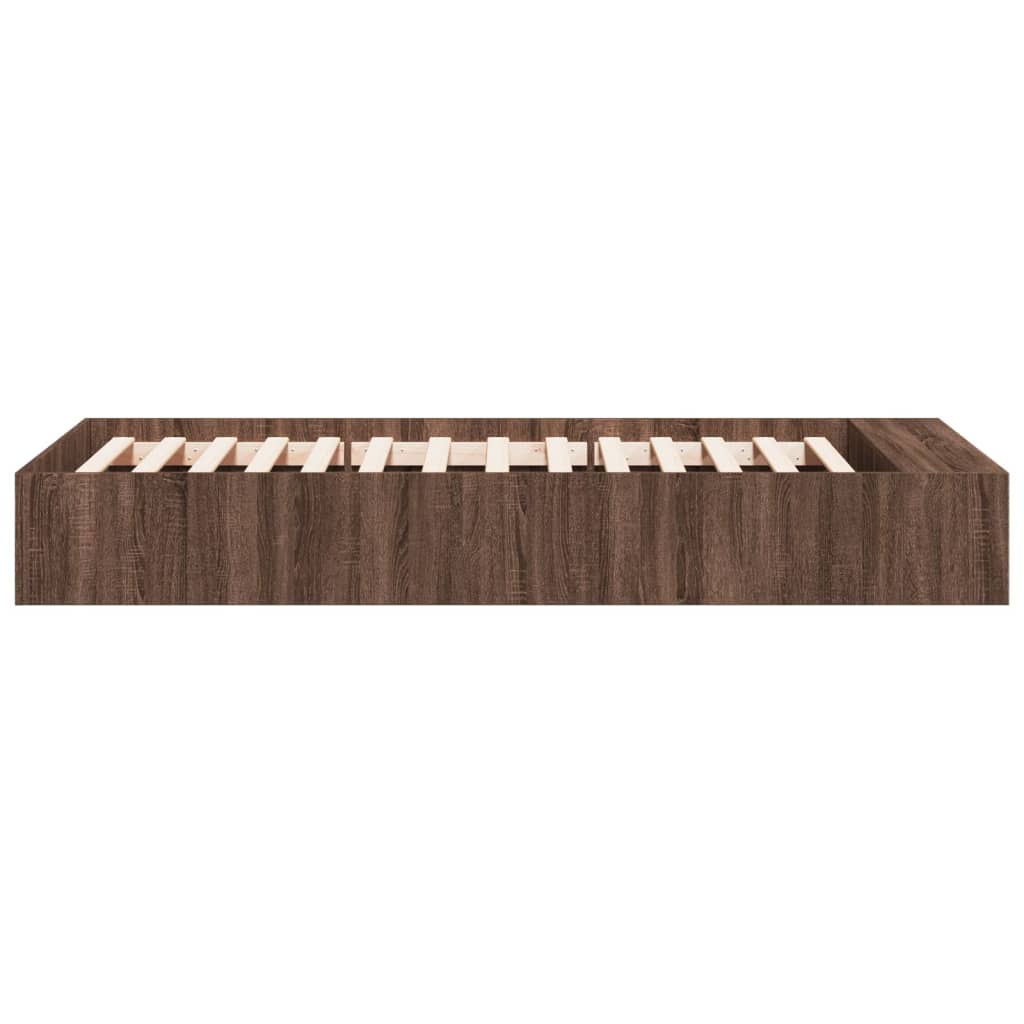 Bedframe bewerkt hout bruin eikenkleur 75x190 cm is nu te koop bij PeponiXL, paradijselijk wonen!