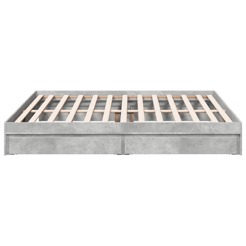 Bedframe met lades bewerkt hout betongrijs 200x200 cm is nu te koop bij PeponiXL, paradijselijk wonen!
