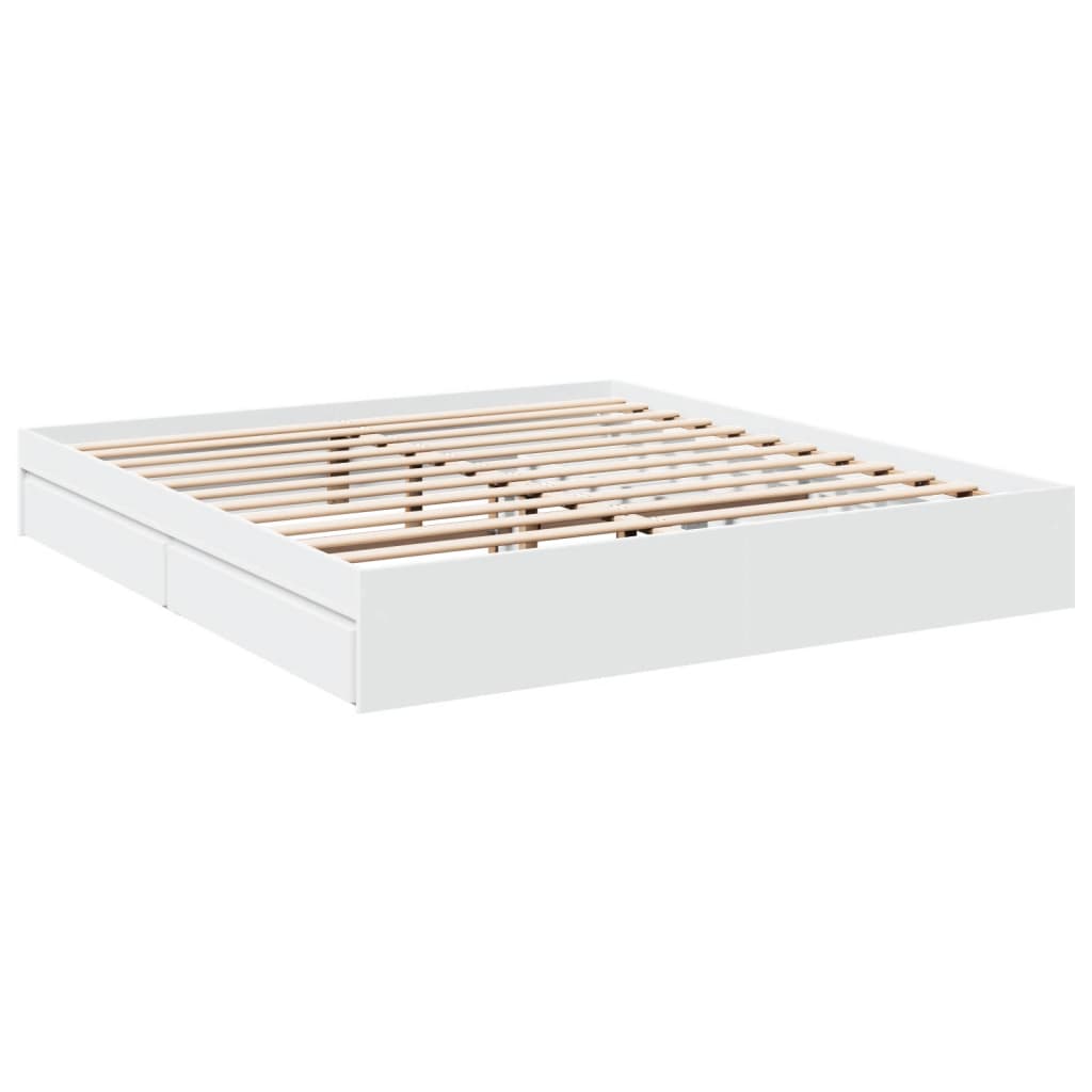 Bedframe met lades bewerkt hout wit 180x200 cm is nu te koop bij PeponiXL, paradijselijk wonen!