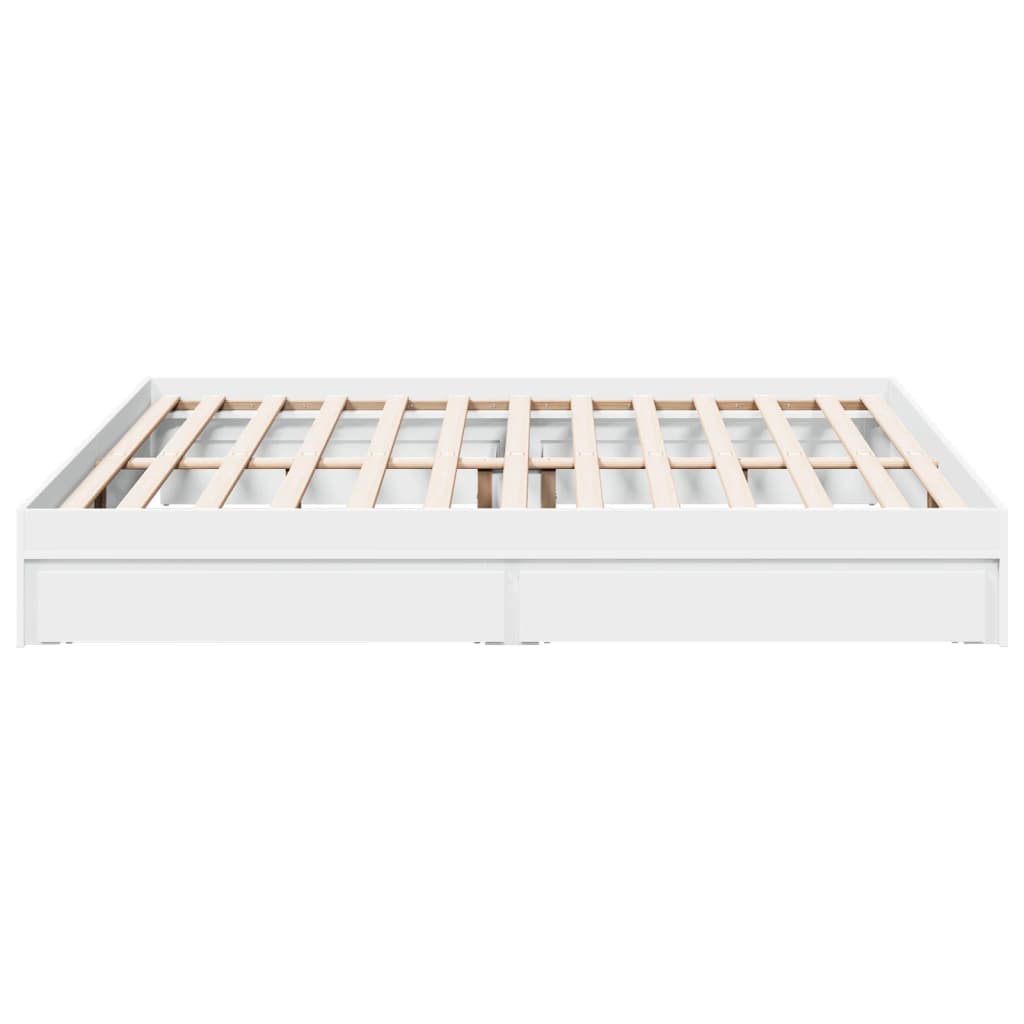 Bedframe met lades bewerkt hout wit 180x200 cm is nu te koop bij PeponiXL, paradijselijk wonen!
