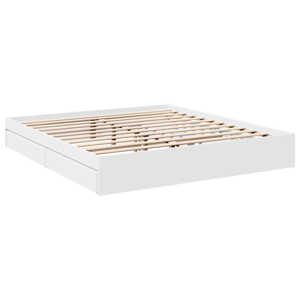 Bedframe met lades bewerkt hout wit 180x200 cm is nu te koop bij PeponiXL, paradijselijk wonen!