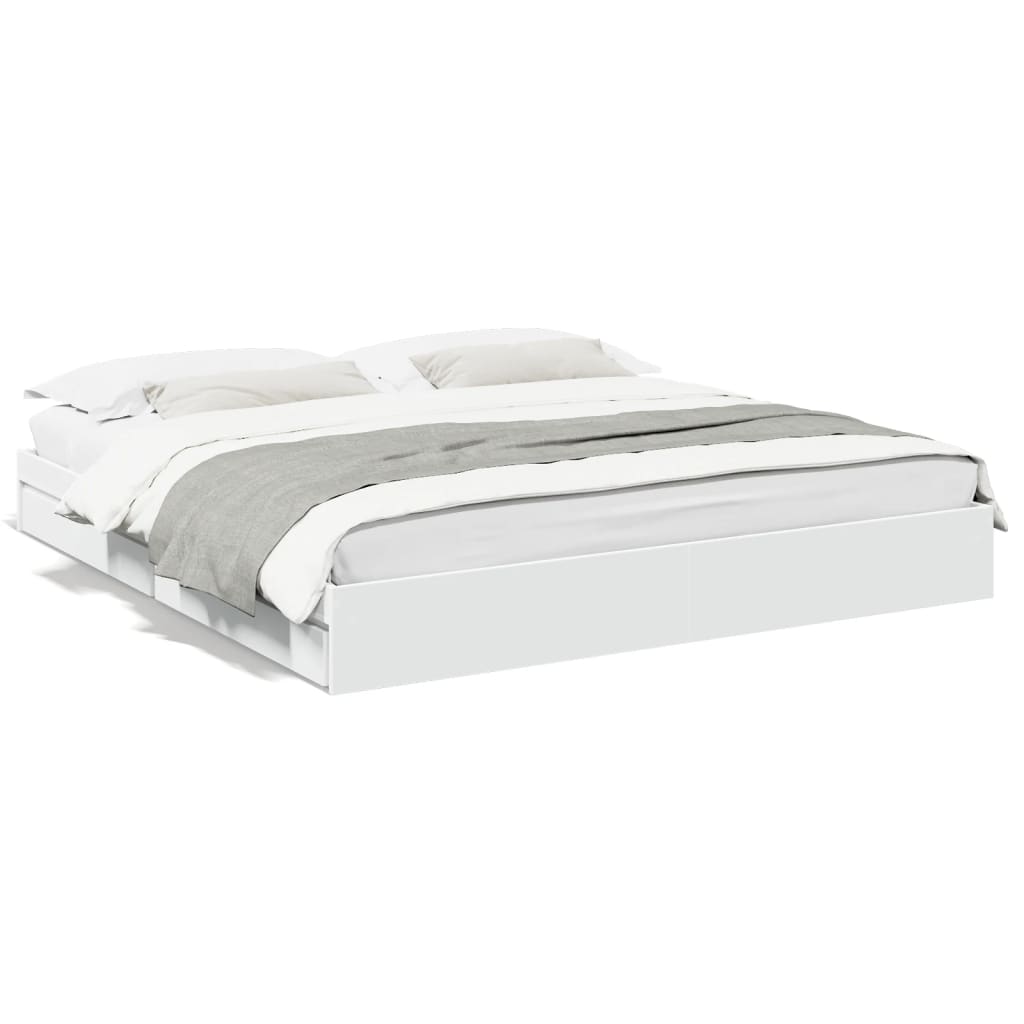 Bedframe met lades bewerkt hout wit 180x200 cm is nu te koop bij PeponiXL, paradijselijk wonen!