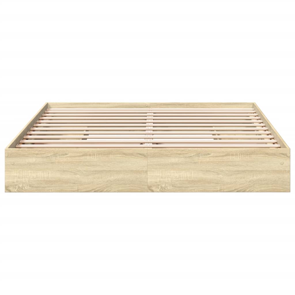 Bedframe met lades bewerkt hout sonoma eikenkleurig 180x200 cm is nu te koop bij PeponiXL, paradijselijk wonen!