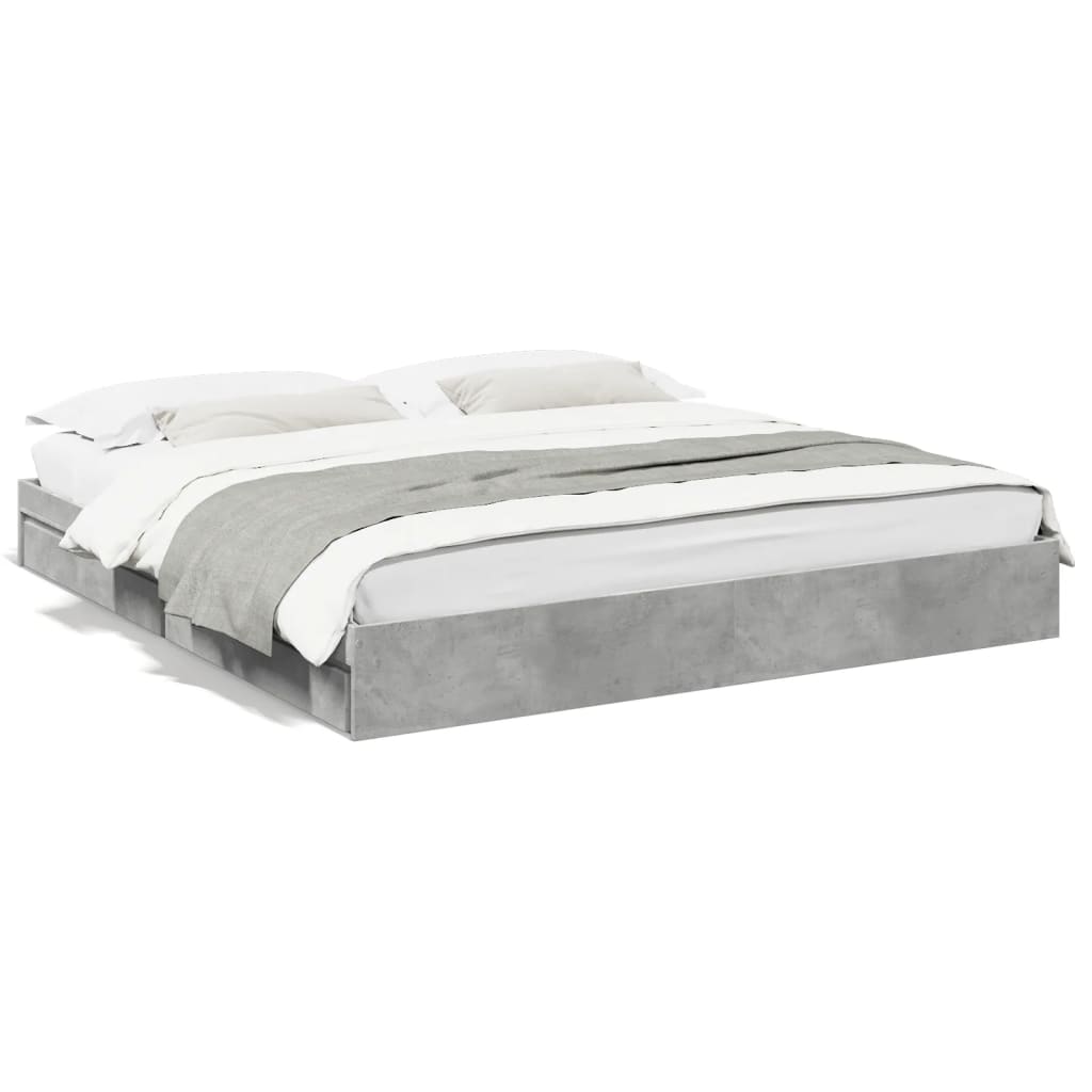 Bedframe met lades bewerkt hout betongrijs 180x200 cm is nu te koop bij PeponiXL, paradijselijk wonen!
