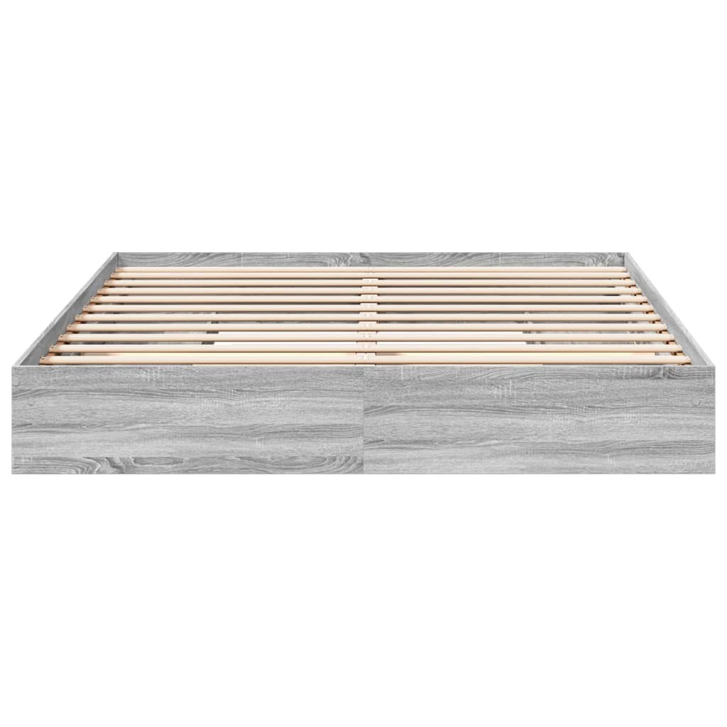 Bedframe met lades bewerkt hout grijs sonoma eiken 180x200 cm is nu te koop bij PeponiXL, paradijselijk wonen!