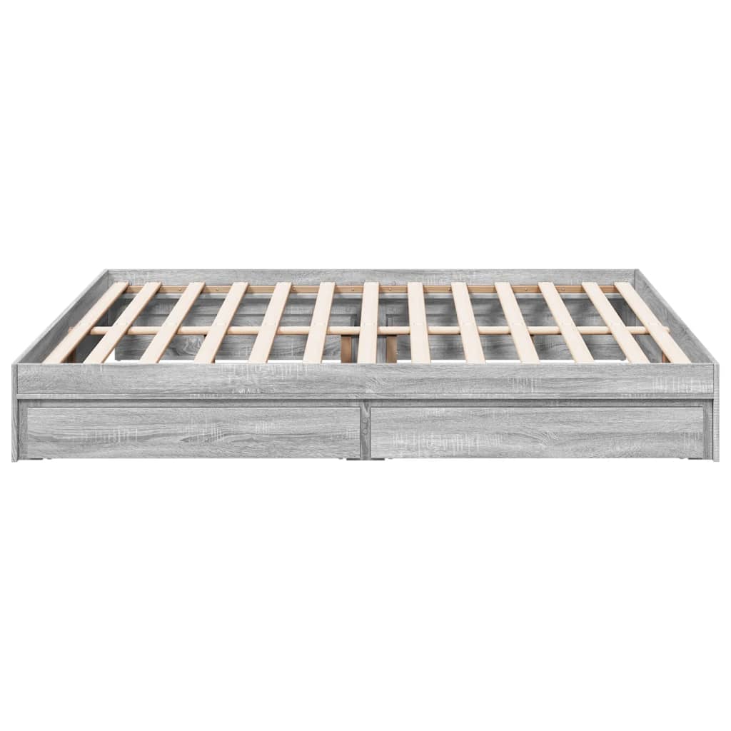 Bedframe met lades bewerkt hout grijs sonoma eiken 180x200 cm is nu te koop bij PeponiXL, paradijselijk wonen!