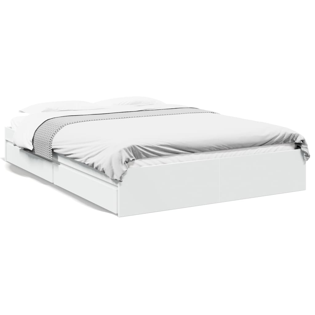 Bedframe met lades bewerkt hout wit 160x200 cm is nu te koop bij PeponiXL, paradijselijk wonen!