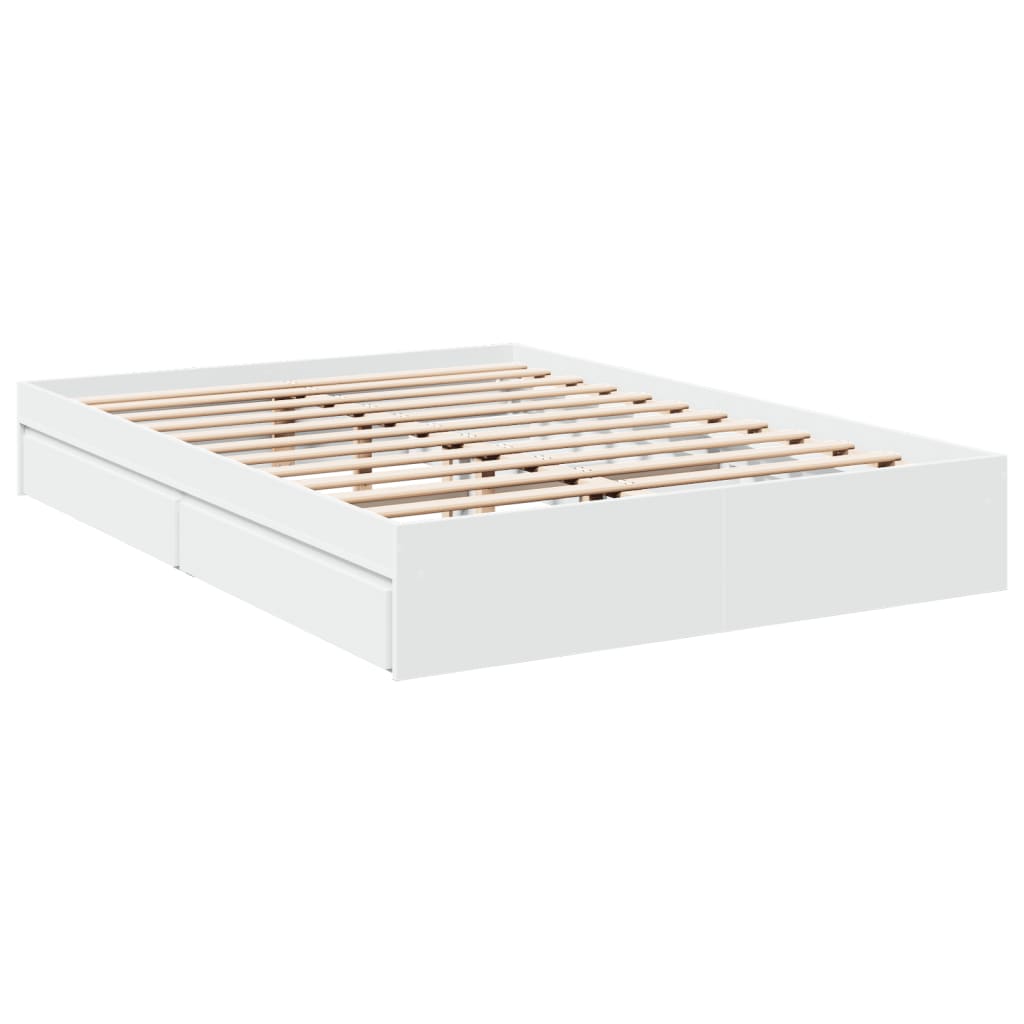 Bedframe met lades bewerkt hout wit 160x200 cm is nu te koop bij PeponiXL, paradijselijk wonen!