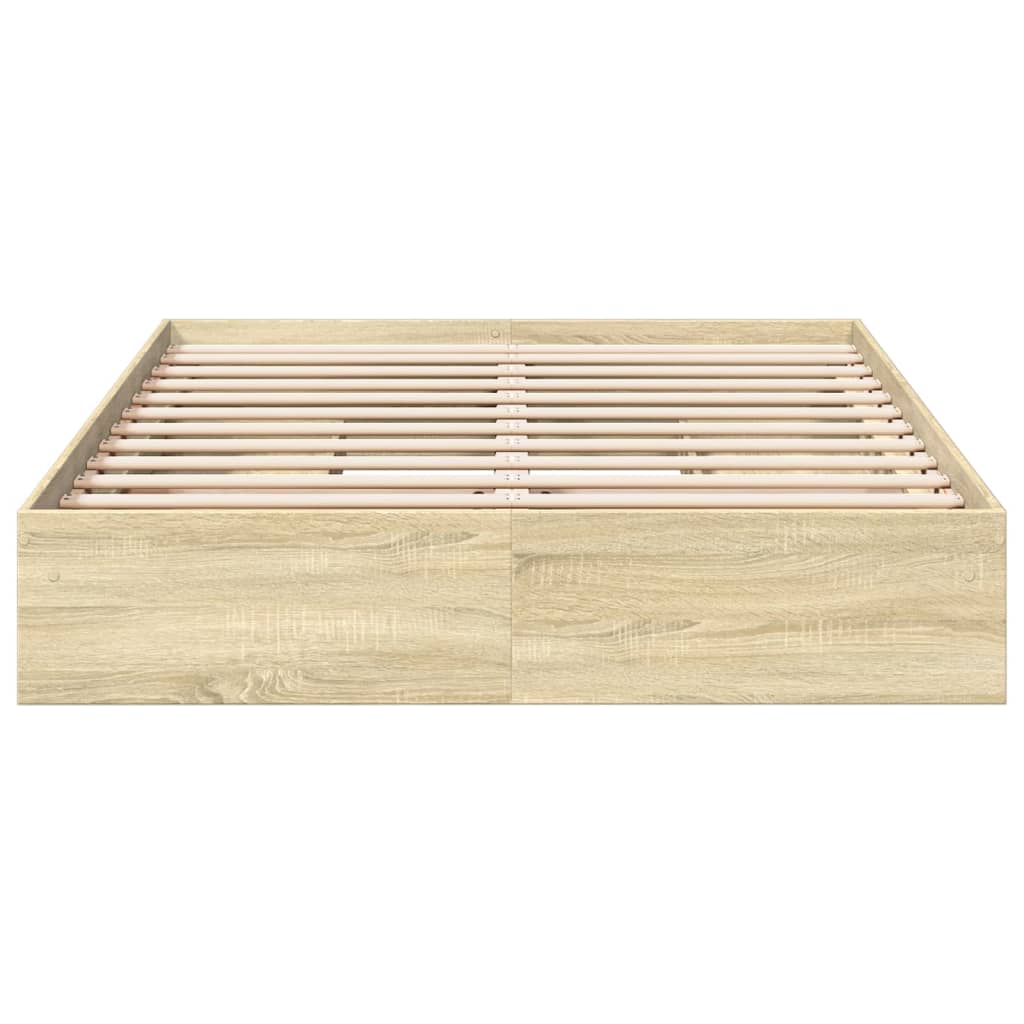 Bedframe met lades bewerkt hout sonoma eikenkleurig 160x200 cm is nu te koop bij PeponiXL, paradijselijk wonen!
