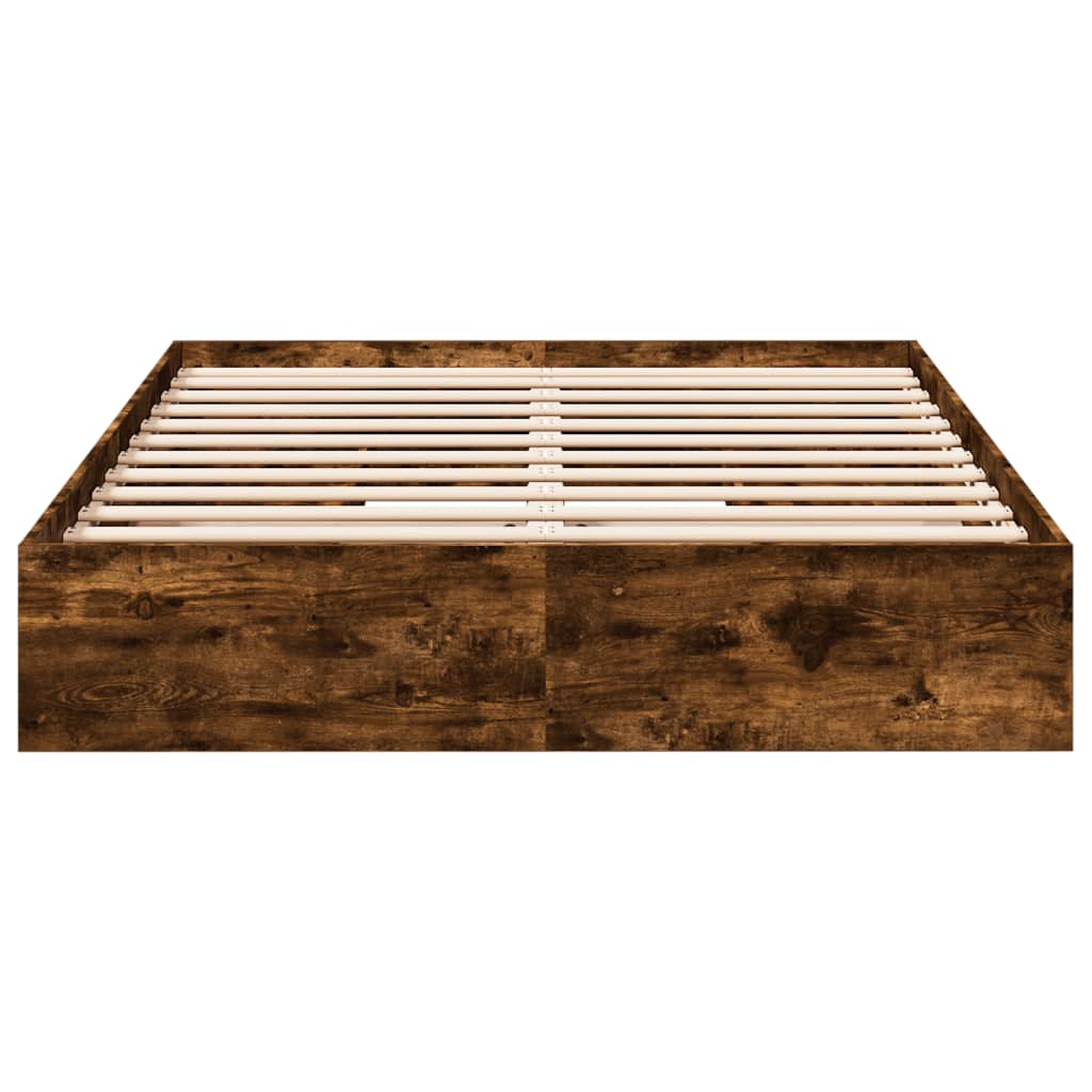 Bedframe met lades bewerkt hout gerookt eikenkleurig 160x200 cm is nu te koop bij PeponiXL, paradijselijk wonen!
