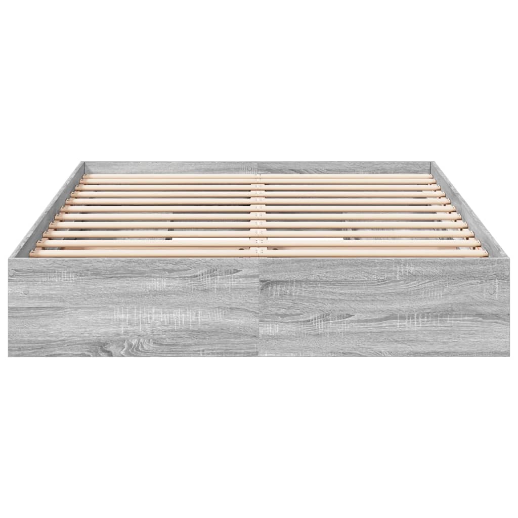 Bedframe met lades bewerkt hout grijs sonoma eiken 160x200 cm is nu te koop bij PeponiXL, paradijselijk wonen!