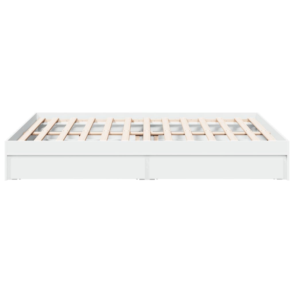 Bedframe met lades bewerkt hout wit 150x200 cm is nu te koop bij PeponiXL, paradijselijk wonen!