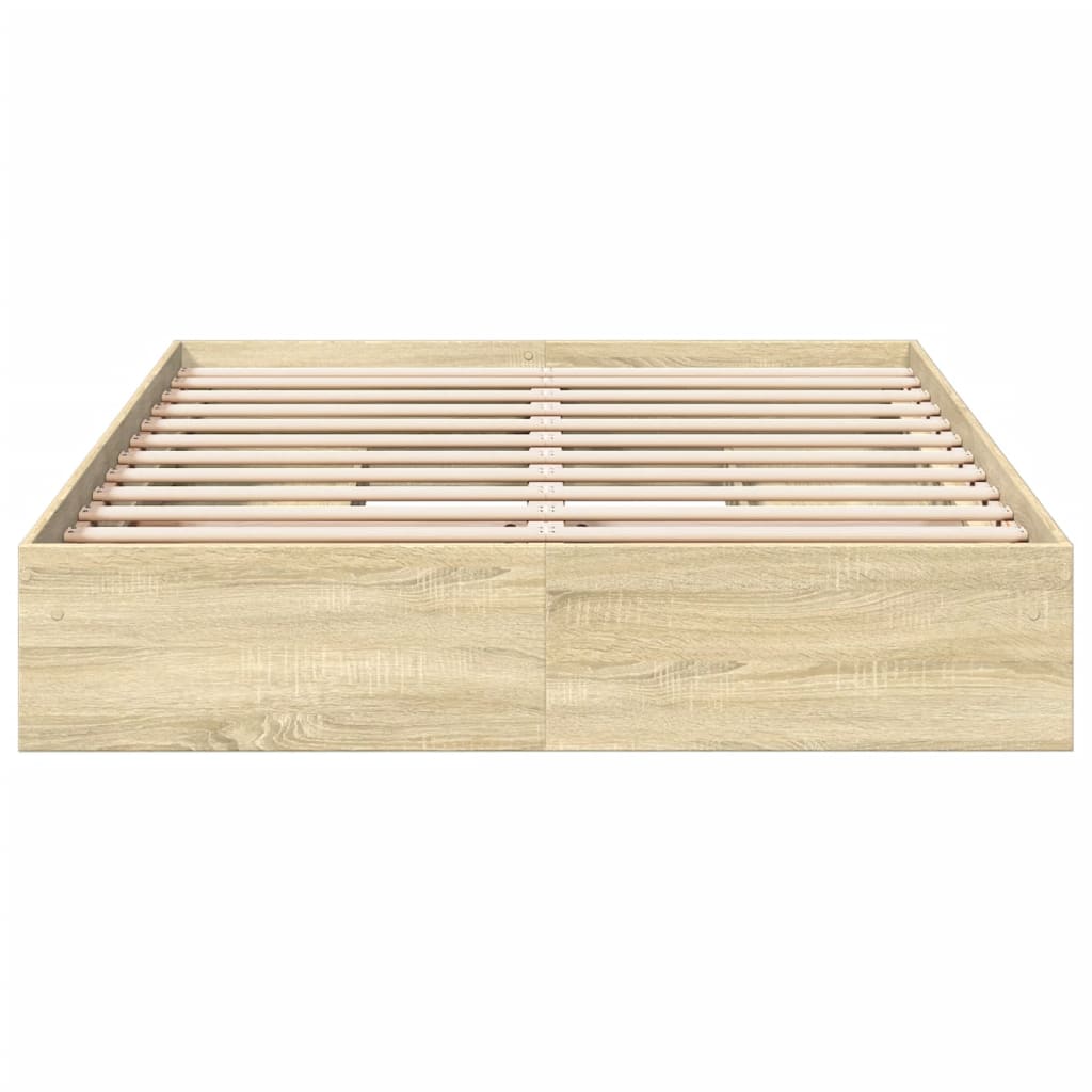 Bedframe met lades bewerkt hout sonoma eikenkleurig 150x200 cm is nu te koop bij PeponiXL, paradijselijk wonen!