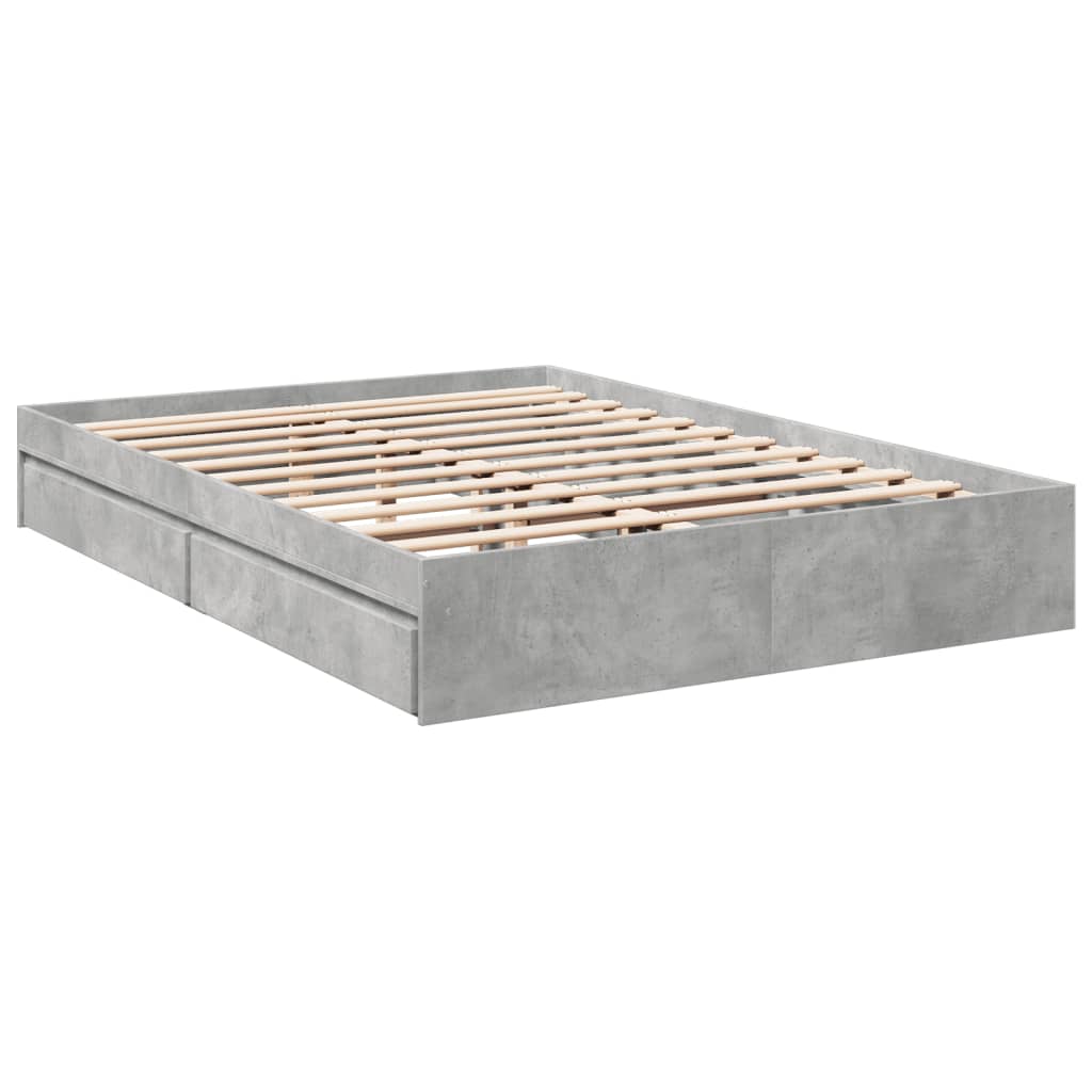Bedframe met lades bewerkt hout betongrijs 150x200 cm is nu te koop bij PeponiXL, paradijselijk wonen!