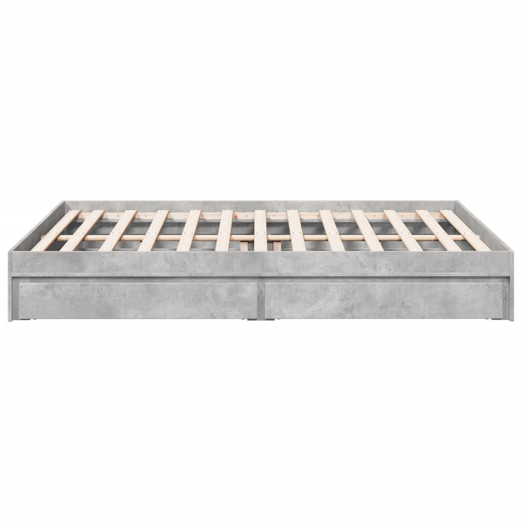 Bedframe met lades bewerkt hout betongrijs 150x200 cm is nu te koop bij PeponiXL, paradijselijk wonen!