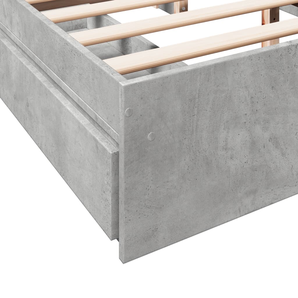 Bedframe met lades bewerkt hout betongrijs 150x200 cm is nu te koop bij PeponiXL, paradijselijk wonen!