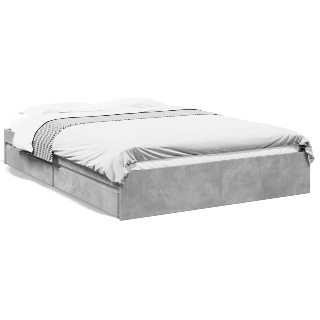 Bedframe met lades bewerkt hout betongrijs 150x200 cm is nu te koop bij PeponiXL, paradijselijk wonen!