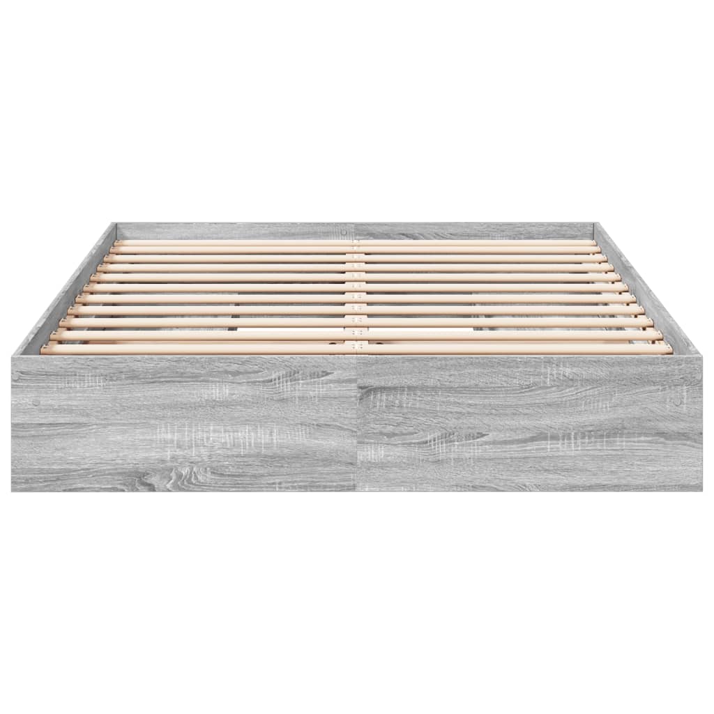 Bedframe met lades bewerkt hout grijs sonoma eiken 150x200 cm is nu te koop bij PeponiXL, paradijselijk wonen!