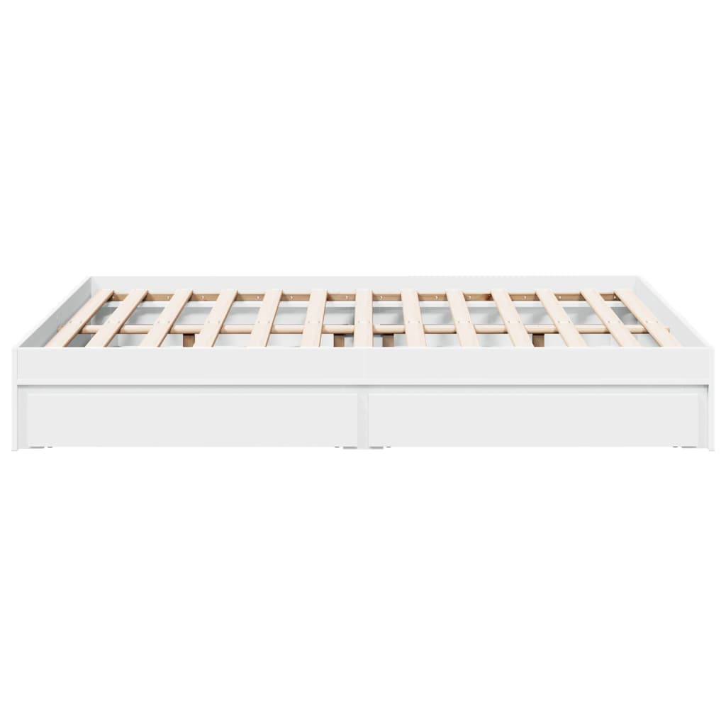 Bedframe met lades bewerkt hout wit 140x200 cm is nu te koop bij PeponiXL, paradijselijk wonen!
